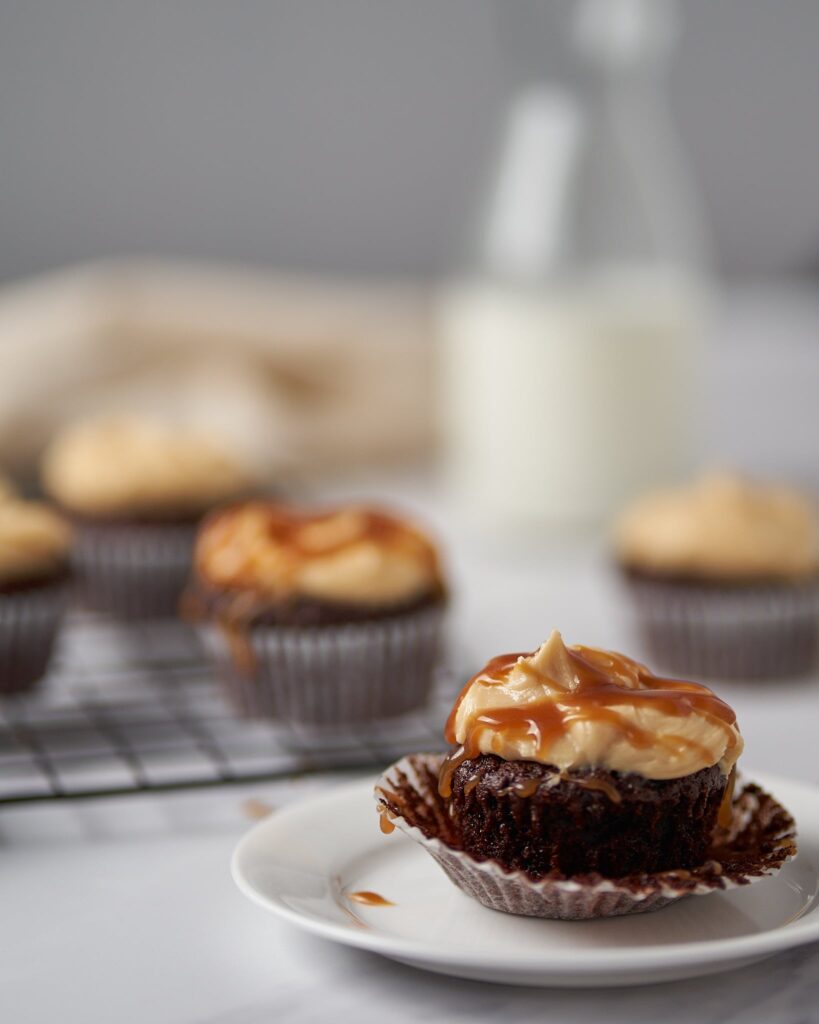 Chocolate Cupcakes with Salted Caramel
